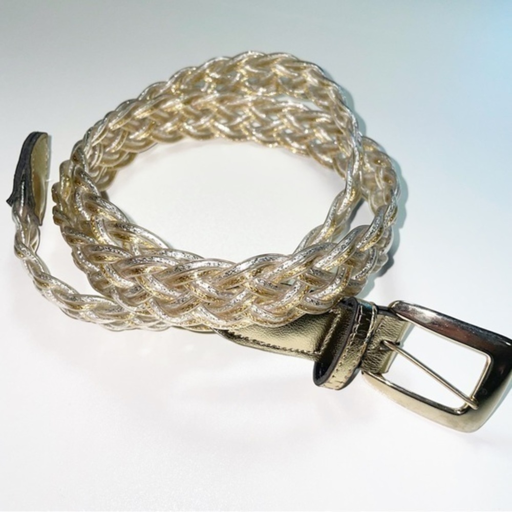 Vintage Gold Silver Woven Plastic Belt